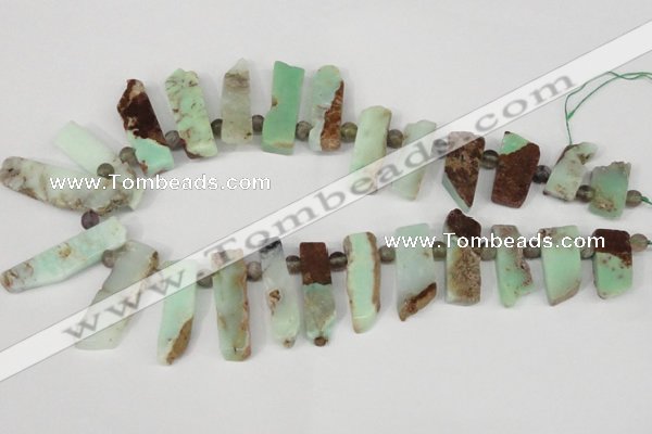 CTD640 Top drilled 10*25mm - 12*45mm wand australia chrysoprase beads