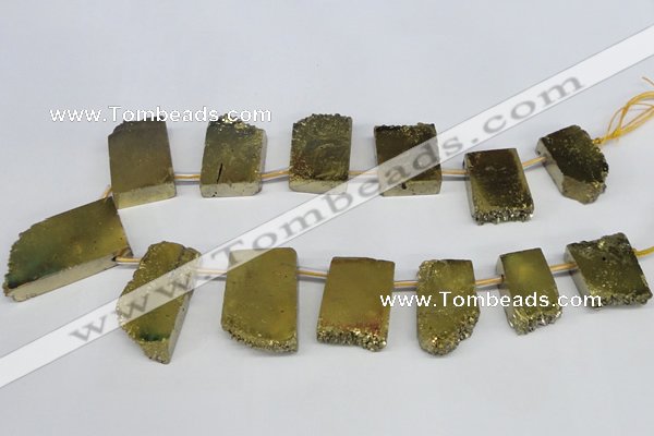 CTD653 Top drilled 15*25mm - 25*40mm freeform plated quartz beads