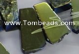 CTD746 Top drilled 15*25mm - 20*65mm freeform plated agate beads