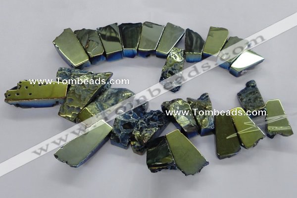 CTD746 Top drilled 15*25mm - 20*65mm freeform plated agate beads