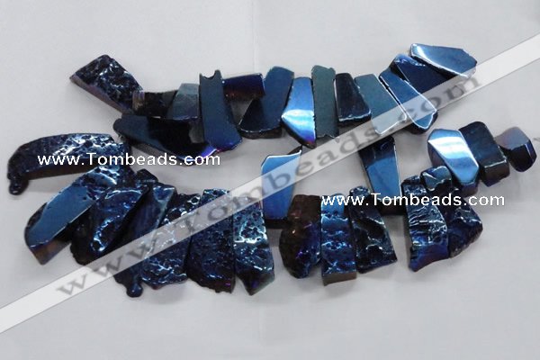 CTD747 Top drilled 15*25mm - 20*65mm freeform plated agate beads