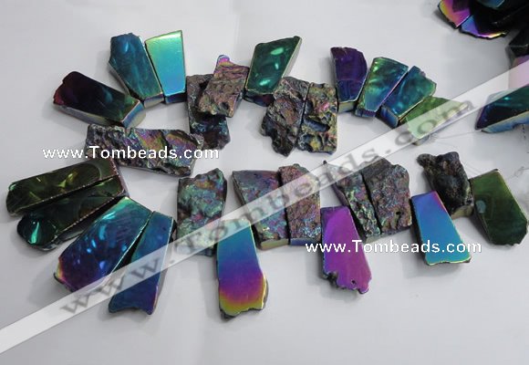 CTD748 Top drilled 18*25mm - 25*60mm freeform plated agate beads