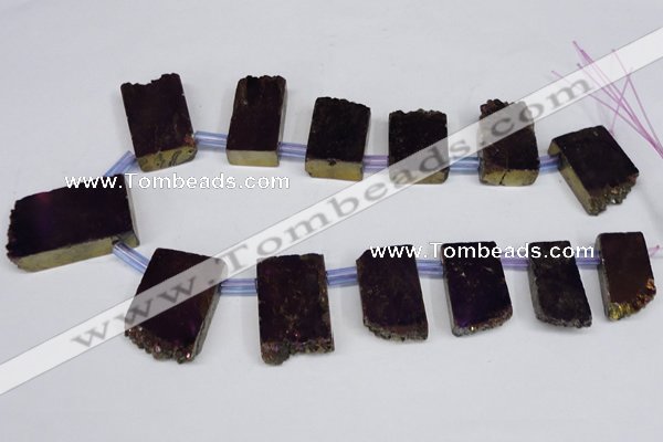 CTD757 Top drilled 15*25mm - 25*40mm freeform plated quartz beads