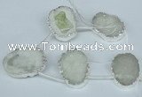 CTD767 30*35mm - 35*45mm freeform agate beads with brass setting