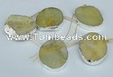 CTD768 30*35mm - 35*45mm freeform agate beads with brass setting