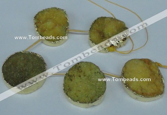 CTD769 30*35mm - 35*45mm freeform agate beads with brass setting