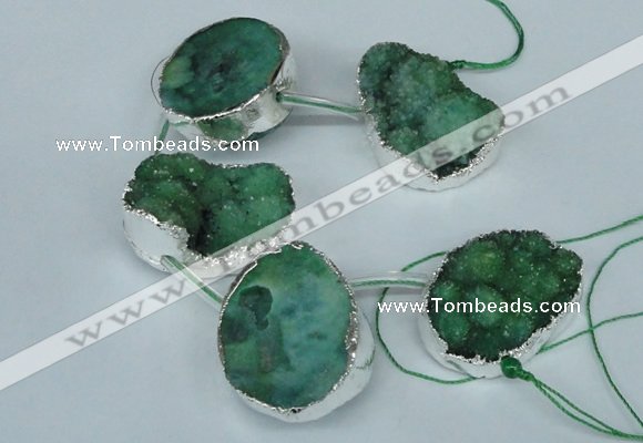 CTD771 30*35mm - 35*45mm freeform agate beads with brass setting