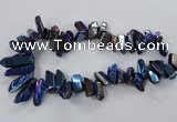 CTD779 Top drilled 8*18mm - 15*35mm nuggets plated quartz beads