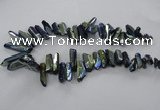 CTD784 Top drilled 8*18mm - 8*35mm nuggets plated quartz beads