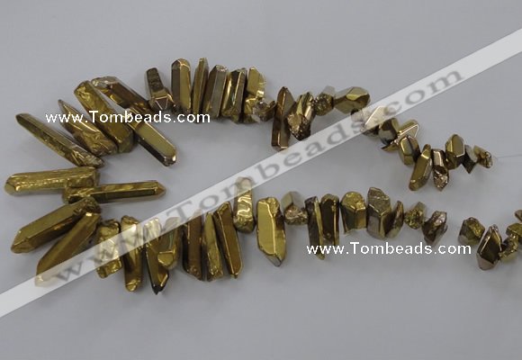 CTD785 Top drilled 8*18mm - 8*35mm nuggets plated quartz beads