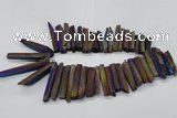 CTD834 15.5 inches 6*30mm - 8*65mm sticks plated agate beads