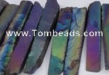 CTD843 Top drilled 6*25mm - 8*55mm sticks plated agate beads