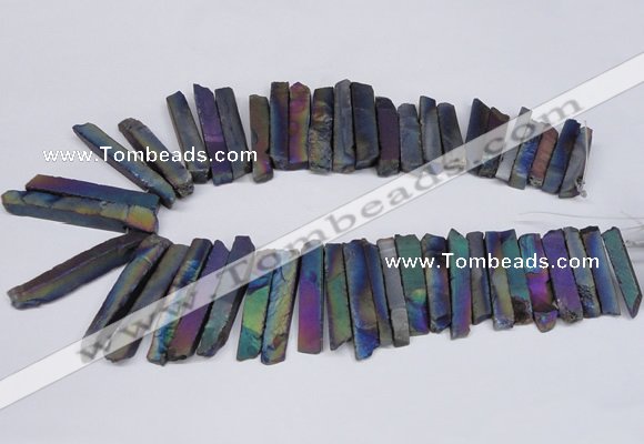 CTD843 Top drilled 6*25mm - 8*55mm sticks plated agate beads