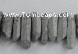 CTD910 Top drilled 5*15mm - 6*25mm wand plated quartz beads