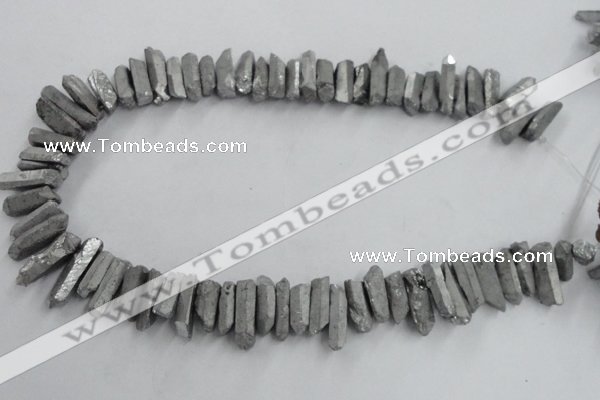 CTD910 Top drilled 5*15mm - 6*25mm wand plated quartz beads