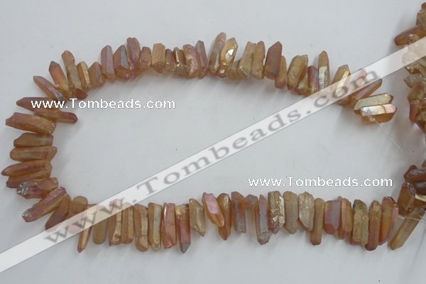 CTD911 Top drilled 5*15mm - 6*25mm wand plated quartz beads