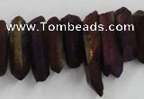 CTD912 Top drilled 5*15mm - 6*25mm wand plated quartz beads