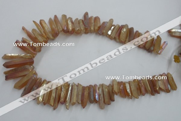 CTD917 Top drilled 6*25mm - 8*40mm wand plated quartz beads