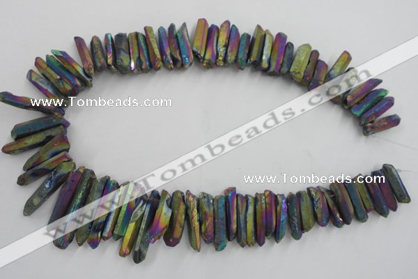 CTD919 Top drilled 6*25mm - 8*40mm wand plated quartz beads