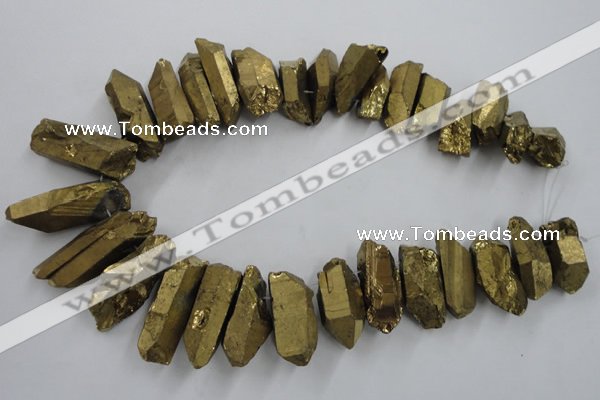 CTD924 Top drilled 15*20mm - 18*38mm wand plated quartz beads