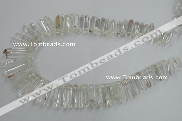 CTD935 Top drilled 6*15mm - 7*40mm wand AB grade white crystal beads