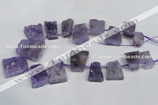 CTD941 Top drilled 14*20mm - 28*35mm freeform druzy amethyst beads