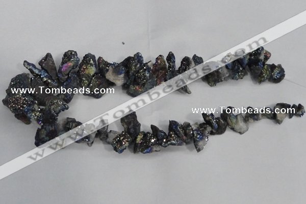 CTD944 Top drilled 10*15mm - 15*25mm nuggets plated druzy agate beads