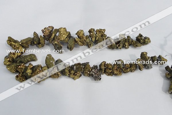 CTD946 Top drilled 10*15mm - 15*25mm nuggets plated druzy agate beads