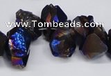 CTD948 Top drilled 8*10mm - 18*25mm faceted nuggets plated amethyst beads