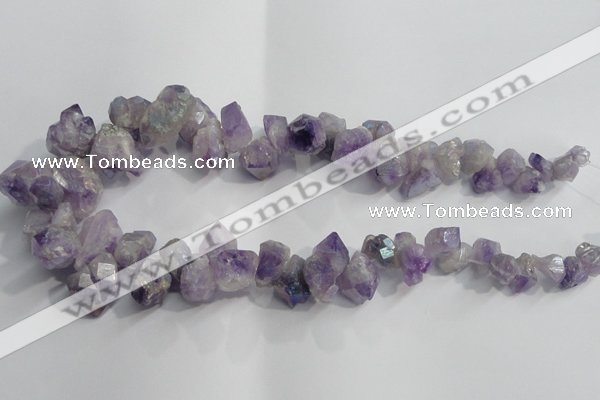 CTD952 Top drilled 8*12mm - 18*25mm faceted nuggets plated amethyst beads