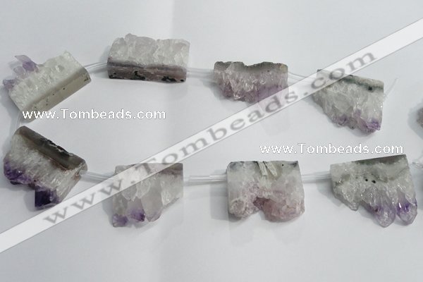 CTD955 Top drilled 25*35mm - 30*40mm freeform druzy amethyst beads