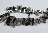 CTD964 Top drilled 8*25mm - 10*60mm sticks dyed blue lace agate beads