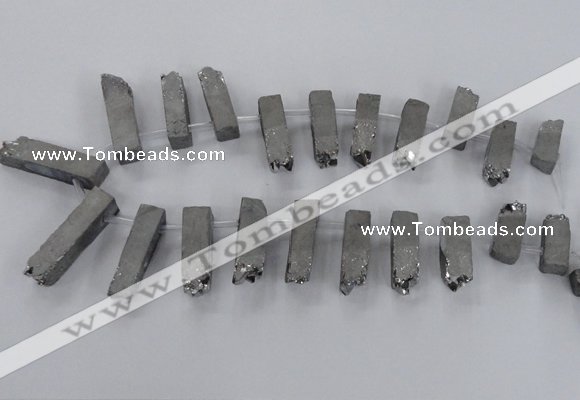 CTD973 Top drilled 8*25mm - 10*45mm sticks plated druzy amethyst beads