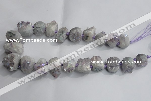 CTD989 Top drilled 15*20mm - 20*25mm nuggets plated druzy amethyst beads