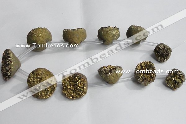 CTD994 Top drilled 12*15mm - 18*25mm nuggets plated druzy agate beads