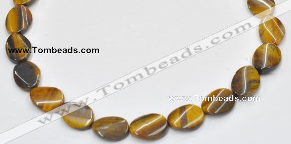 CTE04 twisted flat oval 15*20mm yellow tiger eye beads wholesale