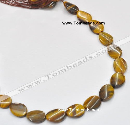 CTE05 15*30mm twisted flat oval yellow tiger eye beads wholesale