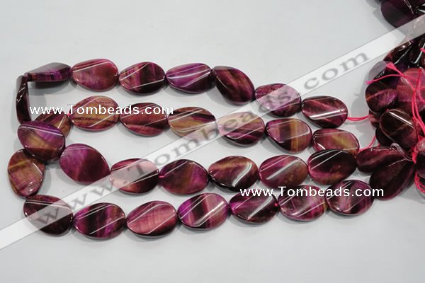 CTE1009 15.5 inches 18*25mm twisted oval dyed red tiger eye beads