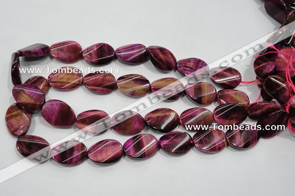 CTE1010 15.5 inches 20*30mm twisted oval dyed red tiger eye beads