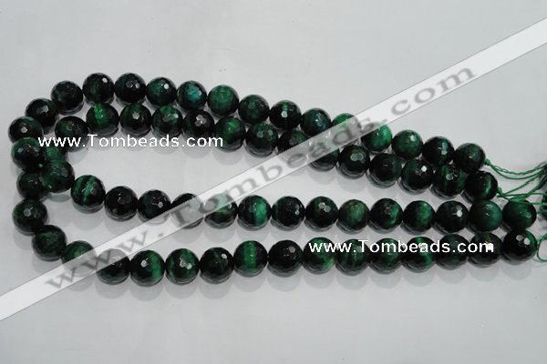 CTE1015 15.5 inches 12mm faceted round dyed green tiger eye beads