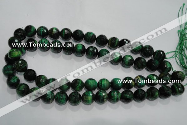 CTE1016 15.5 inches 14mm faceted round dyed green tiger eye beads