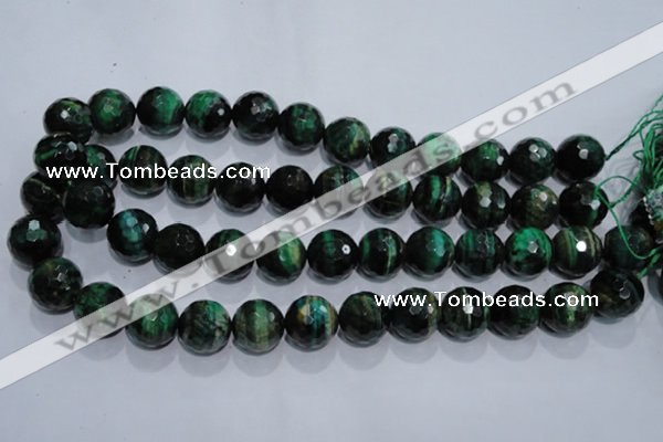 CTE1017 15.5 inches 16mm faceted round dyed green tiger eye beads