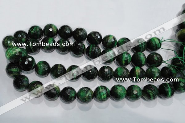 CTE1018 15.5 inches 18mm faceted round dyed green tiger eye beads