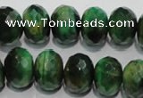 CTE1024 15.5 inches 10*14mm faceted rondelle dyed green tiger eye beads