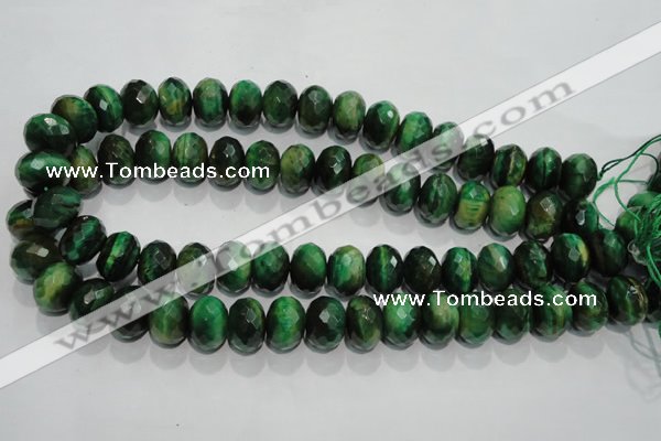 CTE1024 15.5 inches 10*14mm faceted rondelle dyed green tiger eye beads