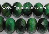 CTE1025 15.5 inches 12*16mm faceted rondelle dyed green tiger eye beads