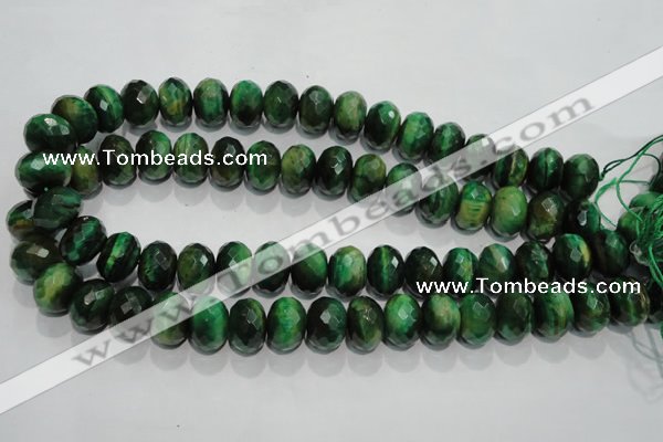 CTE1025 15.5 inches 12*16mm faceted rondelle dyed green tiger eye beads