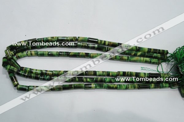 CTE1029 15.5 inches 6*12mm tube dyed green tiger eye beads wholesale