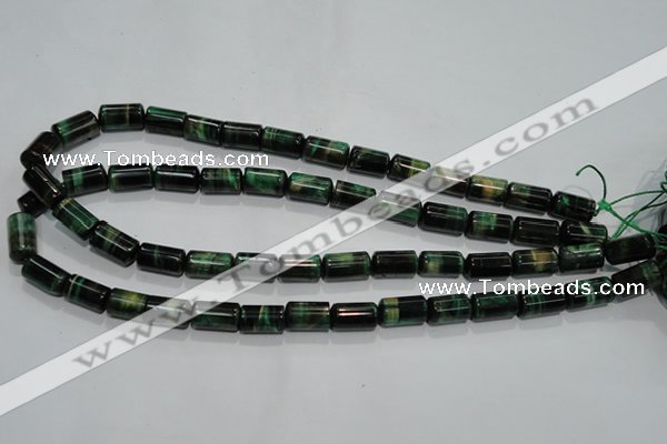 CTE1030 15.5 inches 8*14mm tube dyed green tiger eye beads wholesale