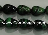 CTE1032 15.5 inches 12*16mm teardrop dyed green tiger eye beads